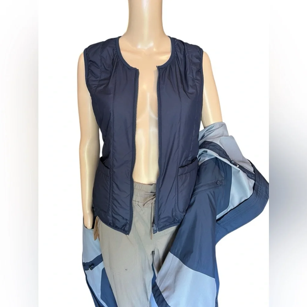 TORY BURCH SPORT 2 IN 1 JACKET & VEST Womens Hooded Convertible Navy Blue S - Picture 6 of 14